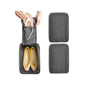 Lot de 2 sacs de rangement pour chaussures de voyage, gris - Neuf
