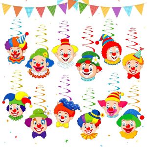 Mevronisshop-Lot De 12 Guirlandes De Clown - D&eacute;coration De Carnaval - Avec Motif Clown - Serpentins Pour Suspension De Plafond - D&eacute;coration De F&ecirc;te Pour Carnaval, D&eacute;coration De Cirque - Neuf