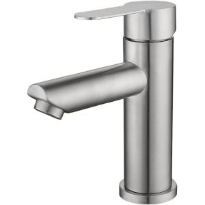 Mitigeur de salle de bain, robinet de lavabo &agrave; levier unique, acier inoxydable, gris - Neuf