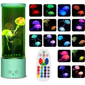 Lampe Méduse Avec 17 Couleurs Rvb Changeantes Et 4 Modes De Couleur,Lampe D'aquarium Avec Télécommande,Lumière D'ambiance Sensorielle Pour Se Détendre,Décoration De Salon,Vert - Neuf