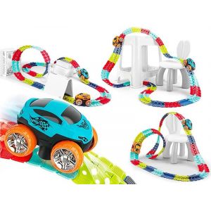 Circuit de course &eacute;lectrique pliable de 142 pi&egrave;ces avec voitures lumineuses et assemblage facile - Neuf