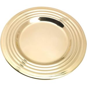 KALANKA-Assiette à Bougie avec Bord côtelé Ø15 cm en Laiton doré Bougeoir Rond Assiette décorative 10495 - Neuf