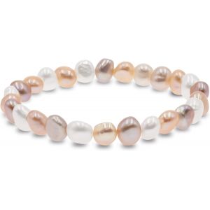 Baroque Freshwater Cultured Pearl Bracelet - 8-9mm Beads 22 Beads In Total 18cm Elastic Band - Neuf