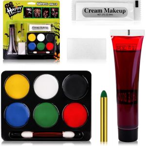 KALANKA-Halloween Set Maquillage &agrave; Effets Speciaux, 6 Couleurs Palette De Maquillage De F&ecirc;te, Peinture Corporelle pour Le Visage, Faux Sang sang lavable, Maquillage pour Halloween, Carnaval, Cosplay, - Neuf
