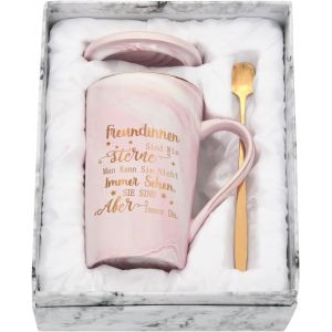 Eryi-Tasse À Café Cadeau Pour Amies, Idée Cadeau D'amitié, Cadeau Pour Petite Amie, Bff, Anniversaire, Noël, Tasse Avec Inscription En Allemand « Freundinnen Sind Wie Sterne, 400ml Rosa » - Neuf