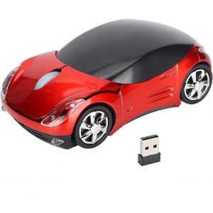 Souris De Jeu sans Fil 2.4G,Intelligente,en Forme De Voiture,Portable,Rouge,avec Récepteur USB,pour Ordinateur Portable Et Tablette - Neuf