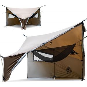 Letnerny-Cozshack Tente De Camping Pour 2 À 4 Personnes, Imperméable, 2000 Mm, Coupe-Vent, Grande Avec Jupe Pare-Neige, C , Pour Hiver, Hamac, Extérieur, Voiture, Petite Taille Une Fois Pliée - Neuf