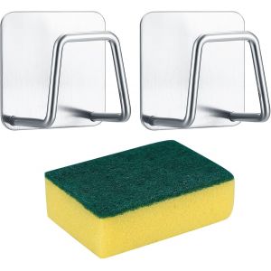 Porte &Eacute;ponge Pour &Eacute;vier Cuisine,Support Pour &Eacute;ponge,Porte &Eacute;ponge Auto-Adh&eacute;sifs En Acier Inoxydable Pour Organisation &Eacute;ponges,Brosser,Torchon,Salle De Bain - Neuf