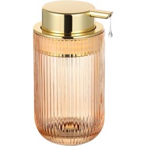 Distributeur de savon liquide en verre,rechargeable avec pompe dor&eacute;e,distributeur de savon pour salle de bain,cuisine,d&eacute;coration moderne (type liquide/dor&eacute;) - Neuf