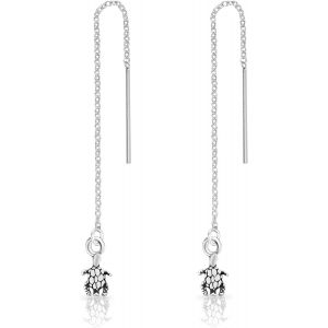 Cmjaagur-Boucles D'oreilles Pendantes À Chaîne En Argent Fin 925, Plaqué Or Jaune Ou Or Rose Avec Petite Tortue - Longueur 75 Mm - Tortue 5 X 7 Mm[M1478] - Neuf