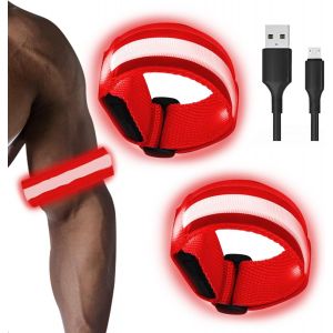 Lot De 2 Bracelets Led Rechargeables Avec Usb-Bande Led R&eacute;fl&eacute;chissante Avec 3 Modes D'&eacute;clairage,&Eacute;tanche & R&eacute;glable-&Eacute;clairage De S&eacute;curit&eacute; Pour Course &Agrave; Pied,Jogging,V&eacute;lo.[R110] - Neuf
