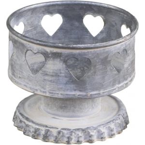 KALANKA-Chandelier pour bougies piliers avec bord en forme de c?ur sur pied en zinc antique (71637-00 H 7 x Ø 8 cm) - Neuf
