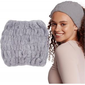 Kalanka-Bandeau Demaquillage Visage Et Bandeau Cheveux Enfant En Microfibre - Idéal Pour Spa, Yoga, Sport Et Maquillage - Élastique, Serviette Lavable, Taille Universelle (Gris) - Confort Optimal. - Neuf