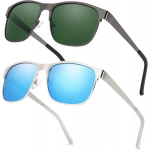 BNHGO-Lot de 2 lunettes de soleil polarisées pour homme avec protection UV400 pour conduite, pêche et plein air, réduction de l'éblouissement léger - Neuf