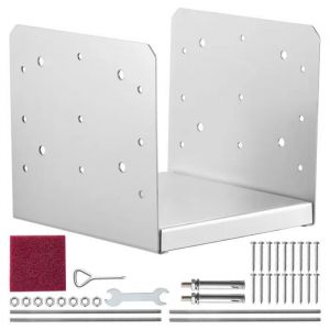 Base de Poteau R&eacute;glable-Duoku-203,2 x 203,2 mm-Support d'ancrage de Poteau en Acier Inoxydable-Int&eacute;rieur 198 x 185 - Neuf