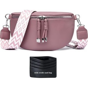 CAUC-sac banane femme violet sac bandouli&egrave;re femme petit sac a main femme bandoulieres pochette telephone portable avec fente pour carte de cr&eacute;dit et bandouli&egrave;re de 3.8cm de large - Neuf