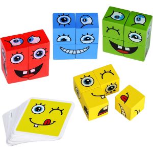 Jeu éducatif Montessori en bois avec blocs assortis d'émojis - Neuf