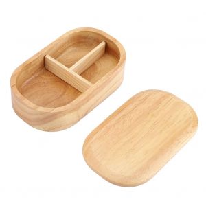 Hjlian Boite A Bento Japonaise Portable En Bois Naturel Et Sain Pour Le Dejeuner En Magasin (Rectangle) - Neuf
