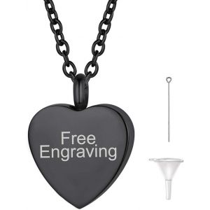 Kal-Collier Pendentif Urne Funeraire Chat Chien Personnalisable, Médaillon Funéraire Cendres Acier Inoxydable Avec Chaine Réglable 50+5 Cm,Bijoux Mémorial Crémation Souvenir Animaux Cécédé - Neuf