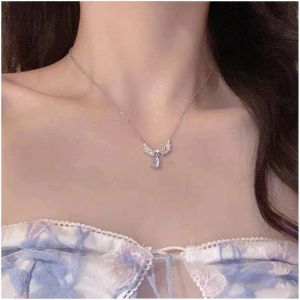 Kal-Collier Ras Du Cou Ailes D'ange Boho Collier Pierre De Lune Goutte D'eau Collier Pendentif Ailes De Cristal Collier Ailes Argent Collier Chaîne Bijoux Pour Femmes Et Filles - Neuf