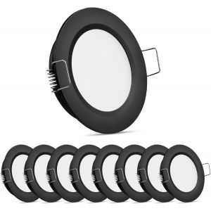 Pack 12v Led Encastrés Rv Projecteurs, De 7cm De Lumières Au Plafond, Downlight Pour Camping-Car, Camion, Bateau, Intérieur, Éclairage De Plafond, Armoire De Cuisine, Cri 93 (Noir/Blanc Chaud) - Neuf