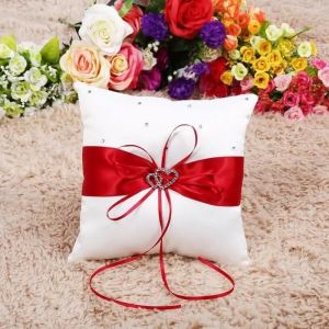 Porte-alliances coussin d'alliances bague de mariage porteur double coeurs diamants (rouge)-FUT - Neuf