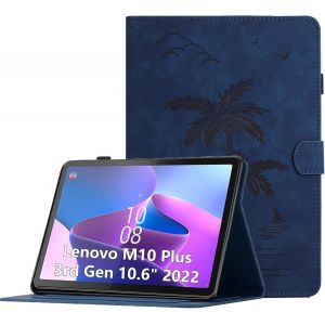 KAL-Coque Pour Lenovo Tab M10 Plus 3Rd Gen 10.6 Pouces 2022 (Tb125Fu /Tb128Fu) Housse De Protection Multi-Angles &Eacute;tui En Cuir Pu Avec Fente Pour Carte, Auto R&eacute;veil/Sommeil, Bleu Marine - Neuf