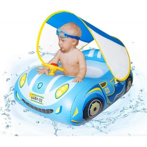Bouee Bebe Avec Pare Parasol Bouet Piscine Bébé Avec Une Boule Flottante Avec Siège De Sécurité Flotteur Piscine Bébé Protection Uv Upf50+ Bouee Gonflable Enfant - Neuf