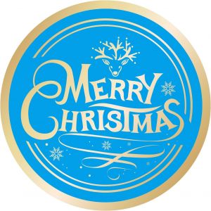120 Pi&egrave;ces Autocollants de No&euml;l, 5cm Rondes Autocollants Joyeux No&euml;l Feuille d'Or Joints Adh&eacute;sif Autocollants Cadeaux de No&euml;l pour Cadeaux &Eacute;tiquettes Cartes Enveloppes Bo&icirc;tes (Or Bleu) - Neuf
