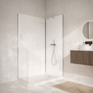 Lot 2 panneaux muraux aluminium Blanc 90 et 120 x 250 cm avec profil&eacute;s chrome - WALL'IT - Neuf