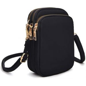 KALANKA-Sacs Bandoulière Femme Petit Sac Téléphone Portable Crossbody Mini Pochette Nylon Portefeuille sac à Main Sangle Sacoche Étui Universel pour iPhone 14 13 11 Samsung S23 Xiaomi Bis zu 7" Noir - Neuf