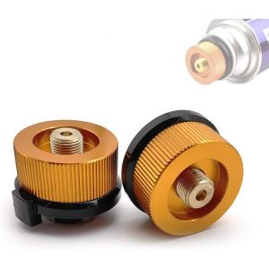 Eryi-Ua 2 Pcs Arrêt Automatique Adaptateur De Réservoir De Gaz Camping Adaptateur De Cuisinière Gaz Extérieur Connecteur Pour Réchaud De Camping(Orange) - Neuf