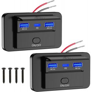 Eryi-Prise Usb Rv, Double Usb A Qc3.0 Et Usb C Pd3.0 Avec Interrupteur Marche/Arrêt Pour Voiture 12v -2pcs - Neuf