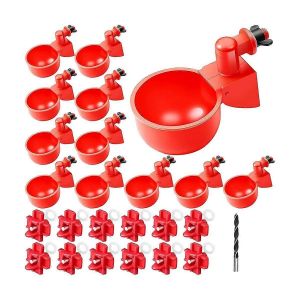 12 Tasses D'eau De Poulet Et 12 Mamelons D'abreuvoir De Poulet Avec Foret,Boisson De Volaille De Remplissage Automatique - Neuf