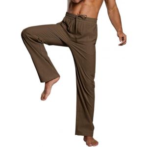Pantalon Long En Lin L&eacute;ger Pour Homme - Pantalon D'&eacute;t&eacute; En Coton - Pantalon De Yoga - Pantalon De Plage - Neuf