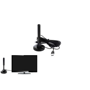 Antenne TV portable d'int&eacute;rieur avec amplificateur de signal et c&acirc;ble coaxial - Neuf