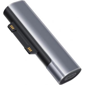 Surface vers USB C Connecteur de Charge (Aluminium, Connecteur Seul), Compatible avec Microsoft Surface Pro 7/6/5/4/3 Go3/2/1 Laptop4/3/2/1, N&eacute;cessite Un Chargeur USB-C de 45W 15V/3A - Neuf