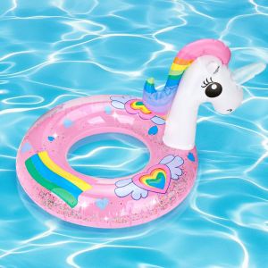 KAL-Bouée De Sauvetage En Forme De Licorne Pour Enfants De 5 À 9 Ans - Bouée De Sauvetage Gonflable Avec Paillettes, Bouée De Sauvetage Pour Enfants Avec Design Licorne, Jouet Pour Piscine Et Plage - Neuf