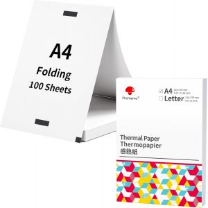 LETNERNY-Papier D'Impression Thermique A4, 210X297 Mm, Papier D'Impression Thermique ¿¿ Pli Continu Compatible Avec L'Imprimante Portable M832/M834, Pour Voyage, Photo, Contrat, 100 Feuilles - Neuf