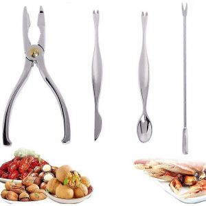 Nouveau,Adapté 4 Pièces En Acier Inoxydable Fruits De Mer Outil Ensemble Homard Crabe Craquelin Crabe En Acier Inoxydable Crabe Pince À Homard Fourchette Craquelin Craquelin Ensemble D'outils De Frui - Neuf
