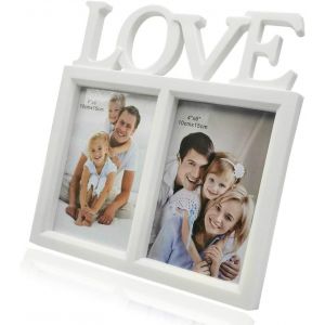 Cadre Photo 10x15 Cadres Photo D'amour Blanc Double Cadre en Plastique Autoportant 1 Pièces - Neuf