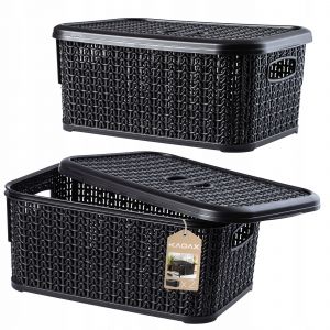 KADAX Panier Panier 6L Récipient avec Couvercle Noir 2x - Neuf