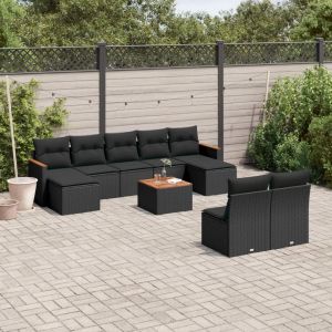 Prolenta Premium - Salon De Jardin 10 Pcs Avec Coussins Noir R&eacute;sine Tress&eacute;e - Neuf