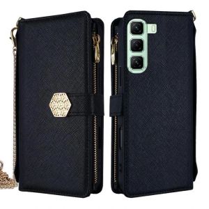 Poign&eacute;e Crois&eacute;e Texture Texture &Eacute;tui De T&eacute;l&eacute;phone Pour Infinix Hot 50 4g Noir - Neuf