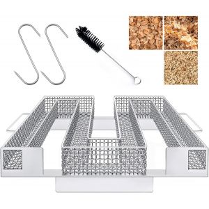 Ulteronixshop-G&eacute;n&eacute;rateur de fum&eacute;e froide - En acier inoxydable - Avec brosse et crochet - Id&eacute;al pour fumoir, barbecue, barbecue boule - 22,5 x 21 x 4 cm - Neuf
