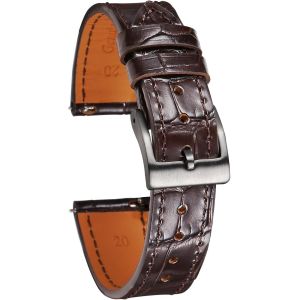 Eryi-Bracelet De Montre En Cuir D'alligator, Bracelet De Montre En Cuir Véritable À Ouverture Rapide 18 Mm, 19 Mm, 20 Mm, 21 Mm Et 22 Mm Pour Hommes Et Femmes. - Neuf