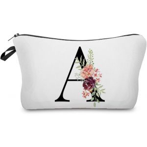 AORHOFJ Sacs de maquillage personnalisés, cadeaux d'anniversaire pour femmes, cadeaux personnalisés de A à Z pour femmes, cadeaux d'amitié uniques pour femmes, trousse de maquillage de mariée, A - Neuf