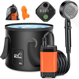 Letnerny-Douche Avec Pompe, 3000 Mah Douche De Camping Rechargeable, Portable Camping Douche Avec Écran Intelligent Et Tuyau De 2 M,Pression D'eau Réglable Pour Camping, Animaux Domestiques - Neuf