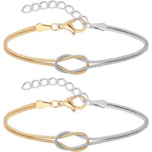 Kalsw-Lot De 2 Bracelets N?uds 18k Or Argent,Bracelets Partenaires,Bracelets En Couple,Cadeaux Pour Couples,Bracelets Assortis Pour L'amitié Et La Relation (Bicolore) - Neuf
