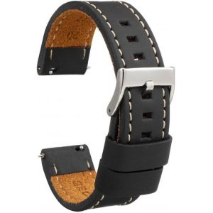 Fdjhy-Bracelet Cuir Veau Ciré Style Vintage Couture Blanche U2013 Pour Montre Sportive Ou Classique U2013 Tailles 18mm 20mm 22mm 24mm 26mm U2013 Fait Main U2013 Noir Ou Marron 384 - Neuf